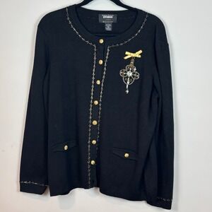 Design Originals Studio Joy Ugly Christmas Sweater Black Embroidered Ornament LG